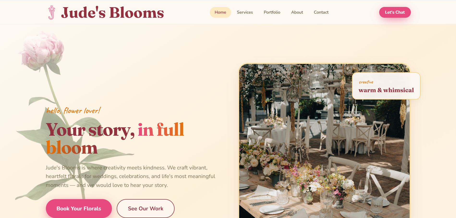 Jude's Blooms — een site zo persoonlijk als de boeketten